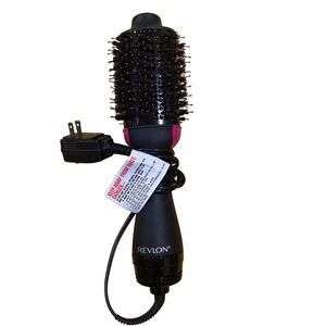 REVLON Hot Air Brush Black Pink One-Step Dryer Volumizer Oval Anti Frizz Shine